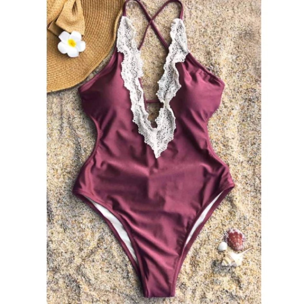 Cupshe Enormous Enjoyment Lace One-Piece Swimsuit